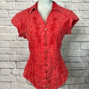 Scully embroidered stone washed bohemian blouse